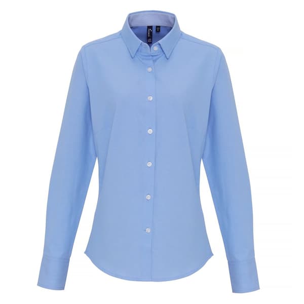 Premier Kvinnor/Damer Cotton Rich Oxford Stripe Blouse