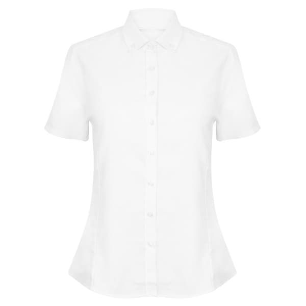 Henbury Modern kortärmad Oxford-skjorta för kvinnor/damer White L