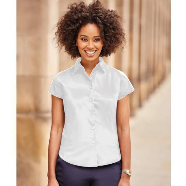 Russell Collection Ladies/Womens Cap Sleeve Easy Care Fitted Shirt med kort ärm