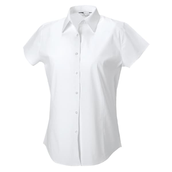Russell Collection Ladies/Womens Cap Sleeve Easy Care Fitted Shirt med kort ärm White XS