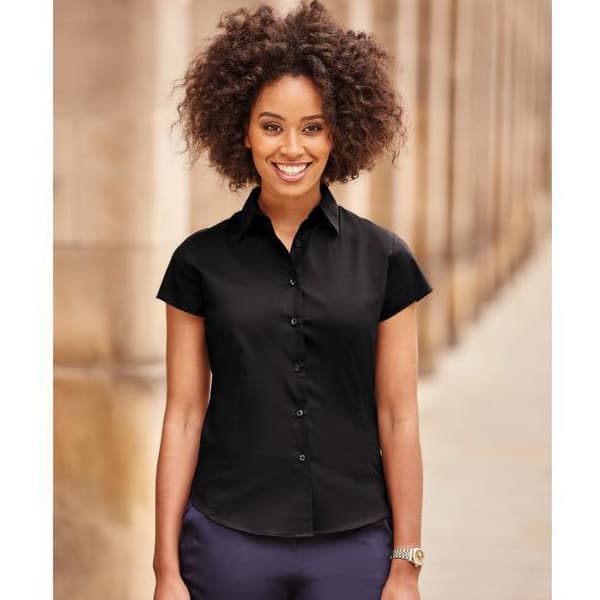 Russell Collection Ladies/Womens Cap Sleeve Easy Care Fitted Shirt med kort ärm