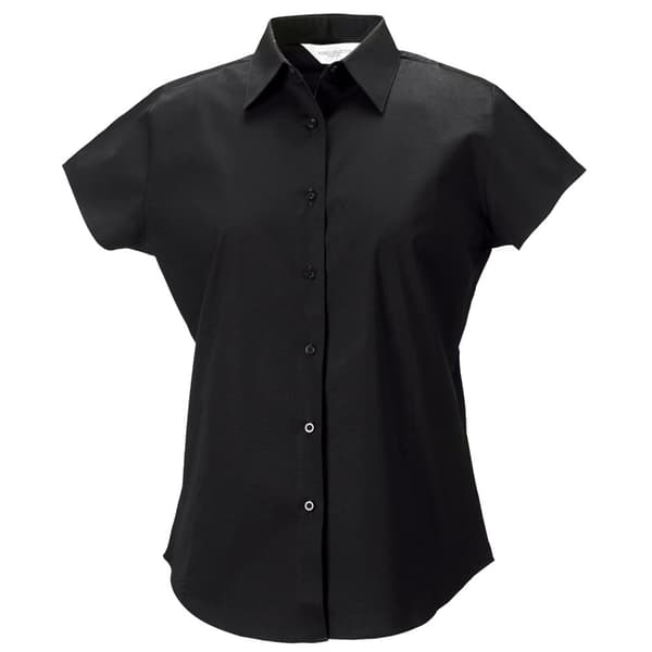 Russell Collection Ladies/Womens Cap Sleeve Easy Care Fitted Shirt med kort ärm Black XL