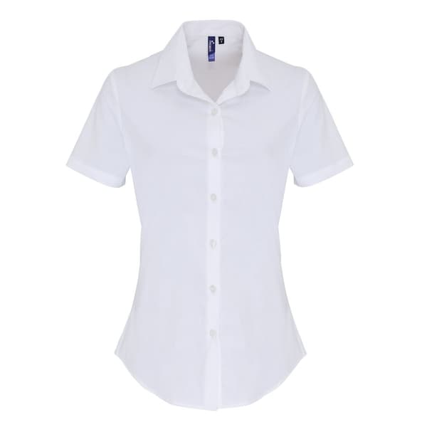 Premier Kvinder/damer Stretch Fit Poplin bluse med korte ærmer