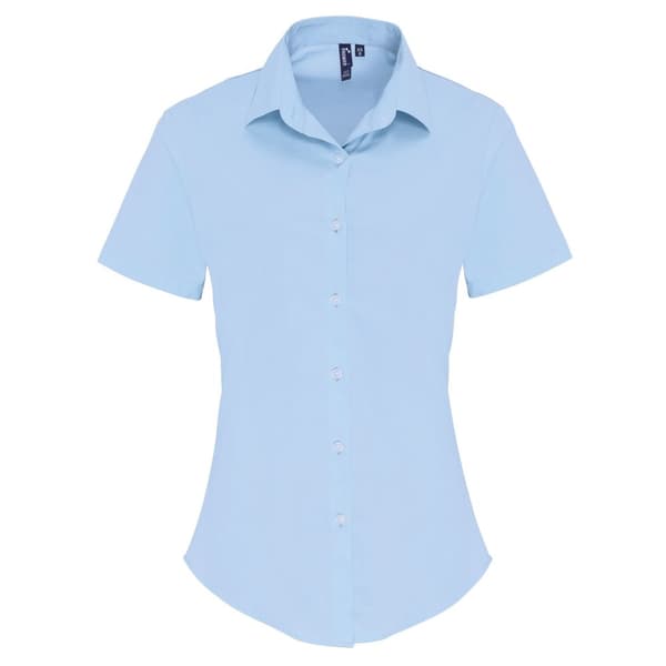 Premier Womens/Ladies Stretch Fit Poplin Short Sleeve Blouse