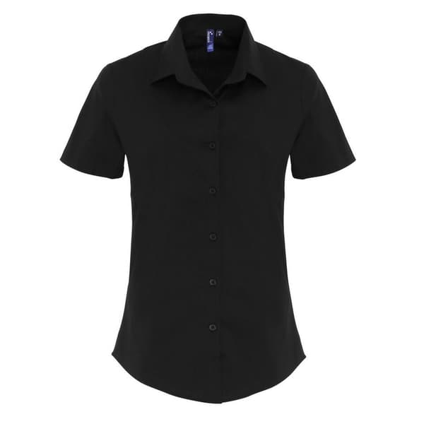 Premier Womens/Ladies Stretch Fit Poplin Short Sleeve Blouse