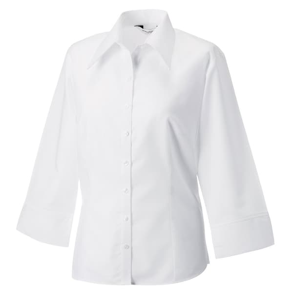 Russell Collection Womens/Ladies 3/4 Sleeve Tencel® Fitted Shirt White 2XL