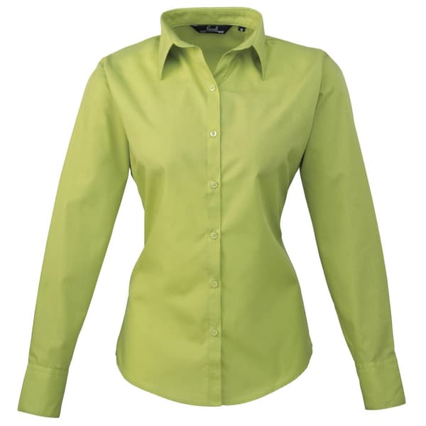 Premier Womens/Ladies Poplin Long-Sleeved Blouse
