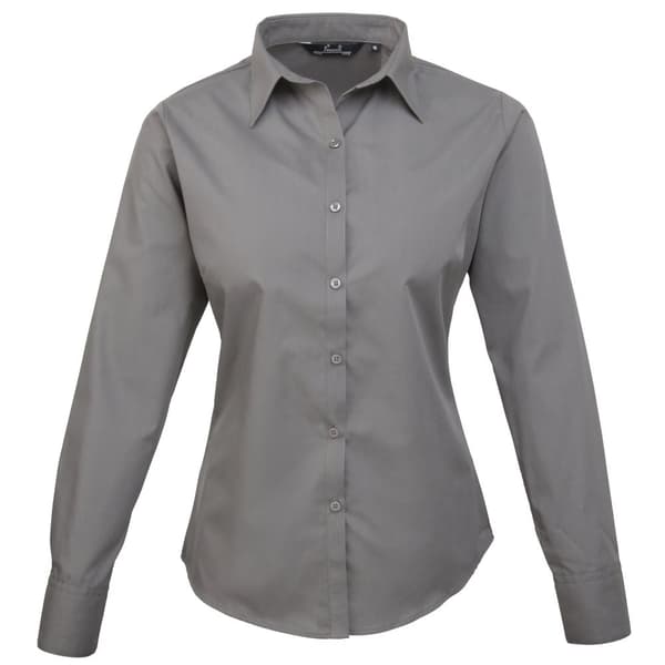 Premier Womens/Ladies Poplin Long-Sleeved Blouse