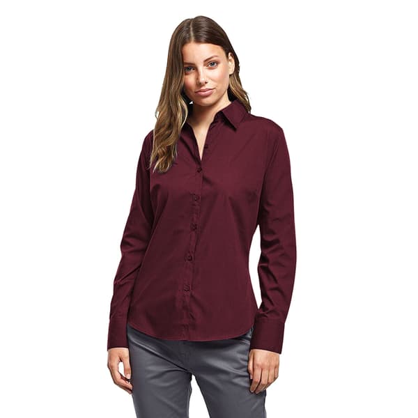Premier Womens/Ladies Poplin Long-Sleeved Blouse