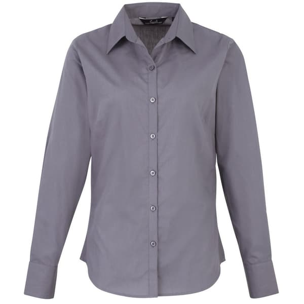 Premier Womens/Ladies Poplin Long-Sleeved Blouse