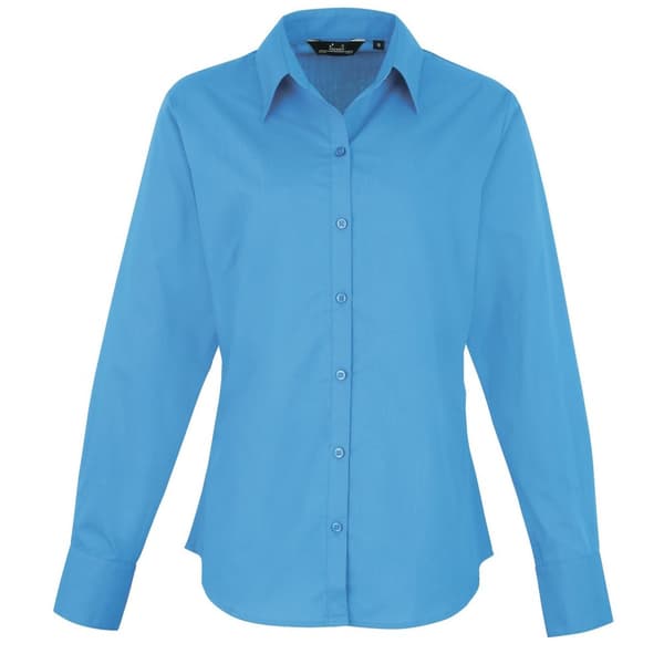 Premier Womens/Ladies Poplin Long-Sleeved Blouse