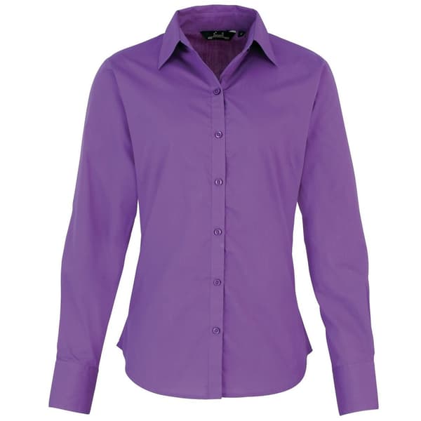 Premier Womens/Ladies Poplin Long-Sleeved Blouse