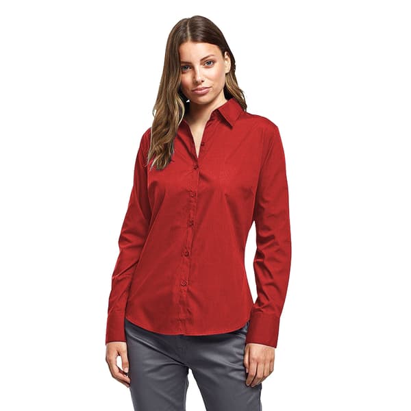 Premier Womens/Ladies Poplin Long-Sleeved Blouse