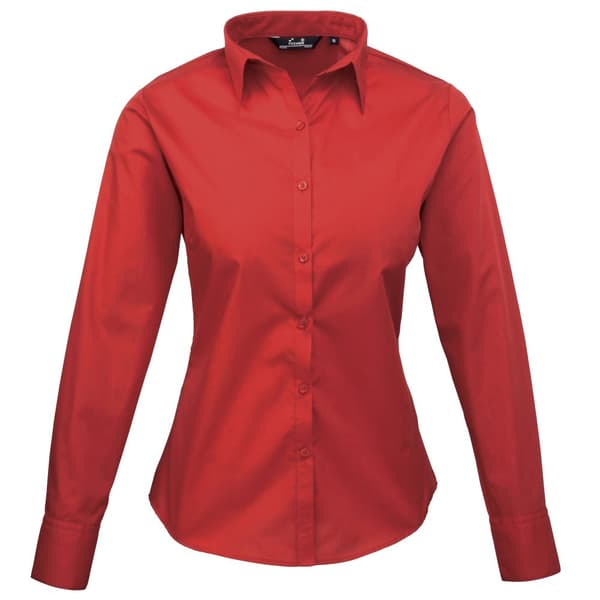 Premier Womens/Ladies Poplin Long-Sleeved Blouse