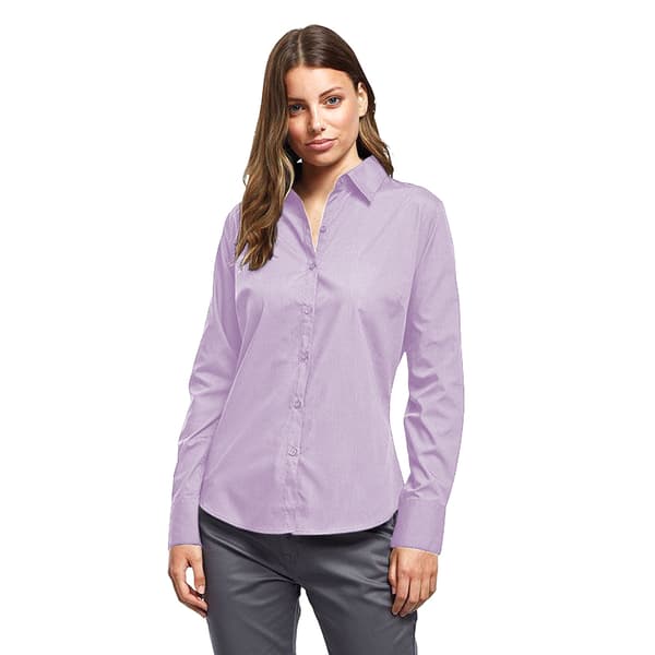 Premier Womens/Ladies Poplin Long-Sleeved Blouse