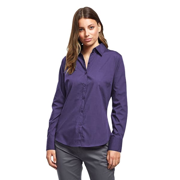 Premier Womens/Ladies Poplin Long-Sleeved Blouse