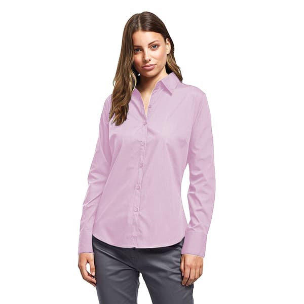 Premier Womens/Ladies Poplin Long-Sleeved Blouse