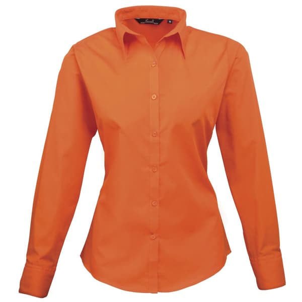 Premier Womens/Ladies Poplin Long-Sleeved Blouse