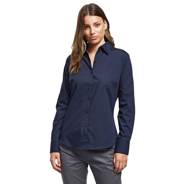 Premier Womens/Ladies Poplin Long-Sleeved Blouse