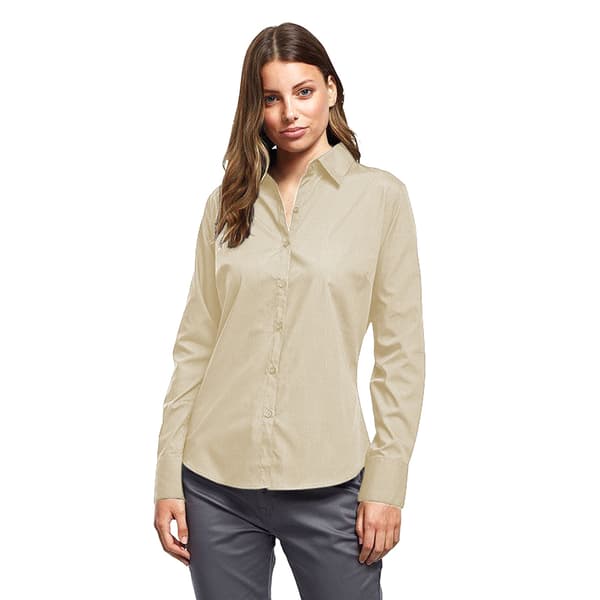 Premier Womens/Ladies Poplin Long-Sleeved Blouse