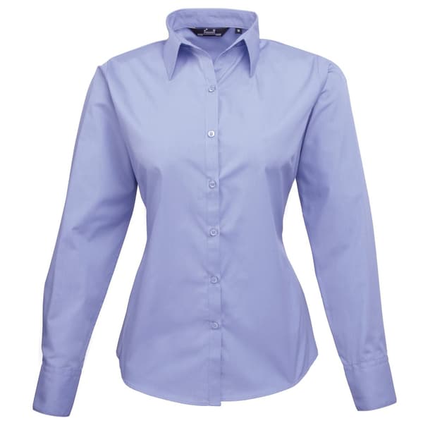 Premier Womens/Ladies Poplin Long-Sleeved Blouse