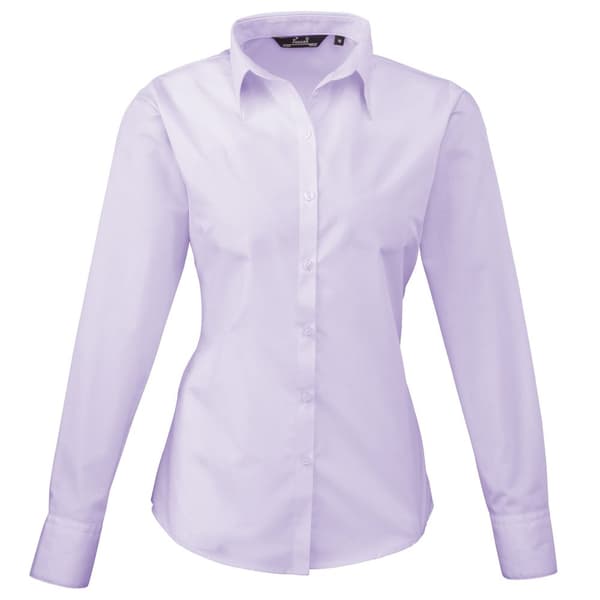 Premier Womens/Ladies Poplin Long-Sleeved Blouse
