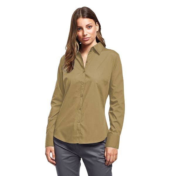 Premier Womens/Ladies Poplin Long-Sleeved Blouse