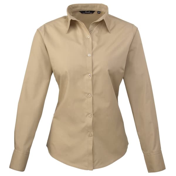 Premier Womens/Ladies Poplin Long-Sleeved Blouse