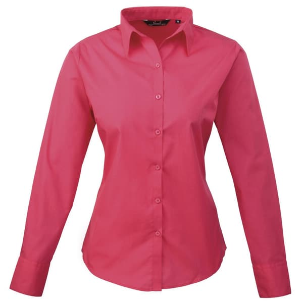 Premier Womens/Ladies Poplin Long-Sleeved Blouse