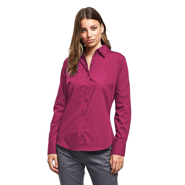 Premier Womens/Ladies Poplin Long-Sleeved Blouse