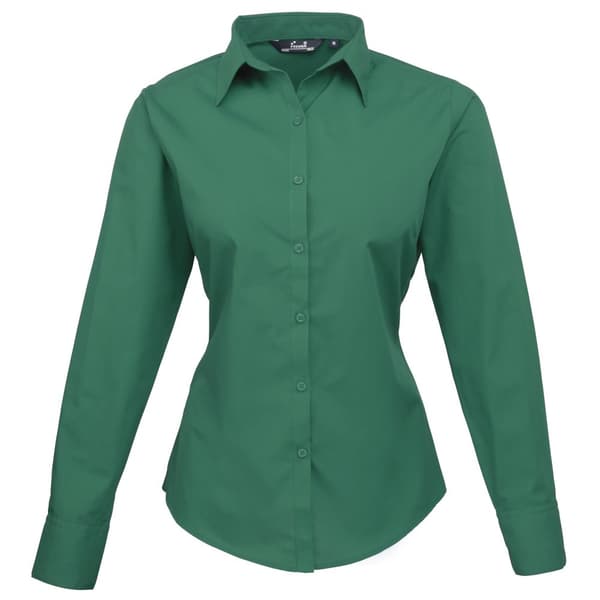 Premier Womens/Ladies Poplin Long-Sleeved Blouse