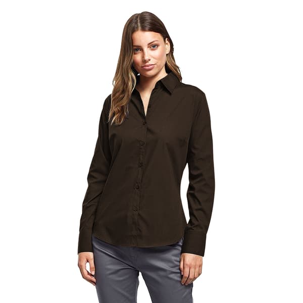 Premier Womens/Ladies Poplin Long-Sleeved Blouse