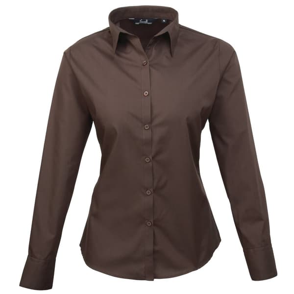 Premier Womens/Ladies Poplin Long-Sleeved Blouse