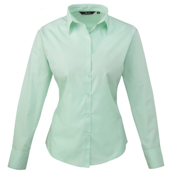 Premier Womens/Ladies Poplin Long-Sleeved Blouse