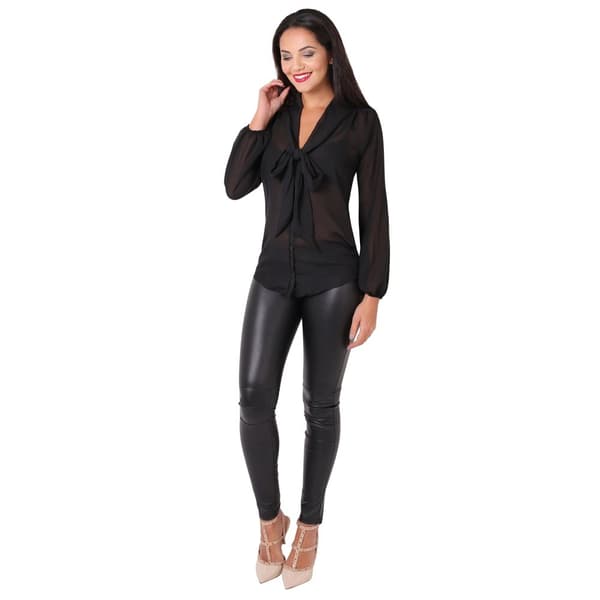 Krisp Womens/Ladies Long Pussy Bow Chiffon Blouse