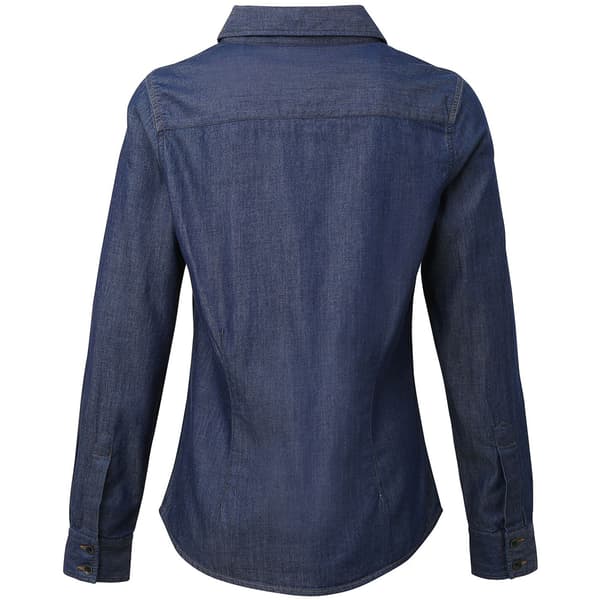 Premier Womens/Ladies Jeans Stitch Long Sleeve Denim Shirt