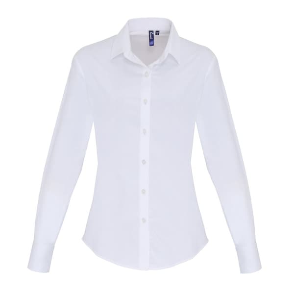 Premier Kvinnor/Damer Stretch Fit Poplin långärmad blus med lång ärm