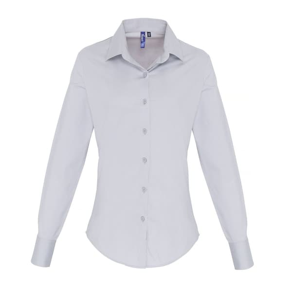 Premier Kvinnor/Damer Stretch Fit Poplin långärmad blus med lång ärm