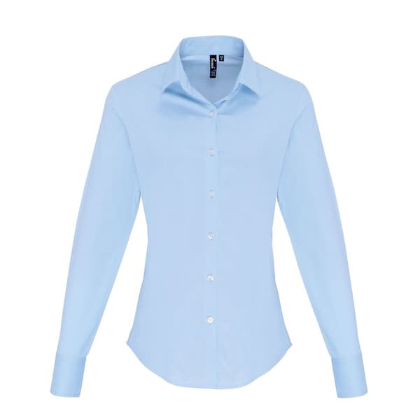 Premier Womens/Ladies Stretch Fit Poplin Long Sleeve Blouse