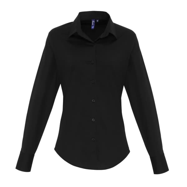 Premier Kvinnor/Damer Stretch Fit Poplin långärmad blus med lång ärm
