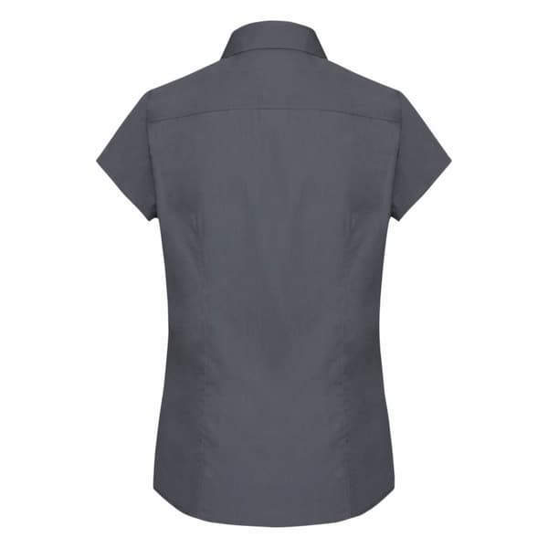 Russell Collection Ladies Cap Sleeve Polycotton Polycotton Easy Care Fitted Poplin Shirt
