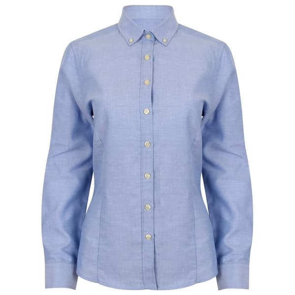 Henbury Modern långärmad Oxford-skjorta för kvinnor/damer Blue L