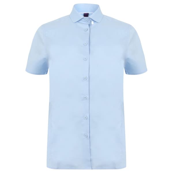 Henbury Kvinnor/Damer kortärmad stretchskjorta Light Blue L
