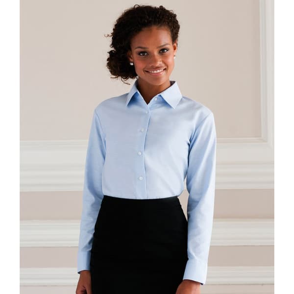 Russell Collection Ladies/Womens langærmet Oxford-skjorte med lang ærme og nem vedligeholdelse