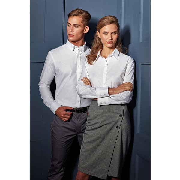 Premier Womens/Ladies Signature Oxford långärmad arbetsskjorta