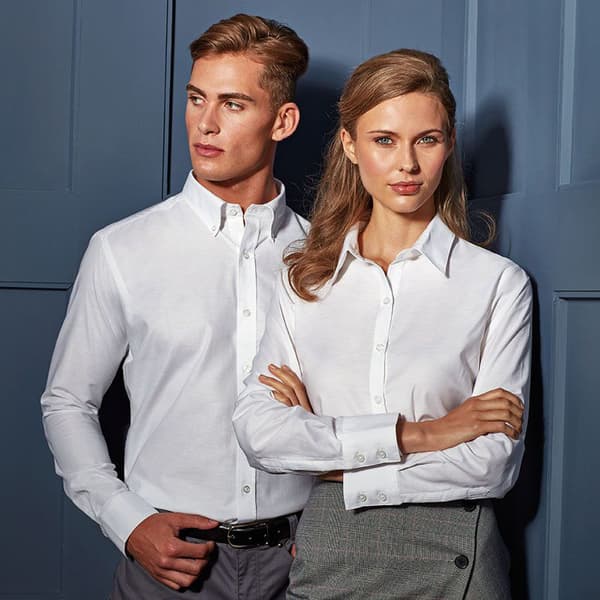 Premier Womens/Ladies Signature Oxford långärmad arbetsskjorta