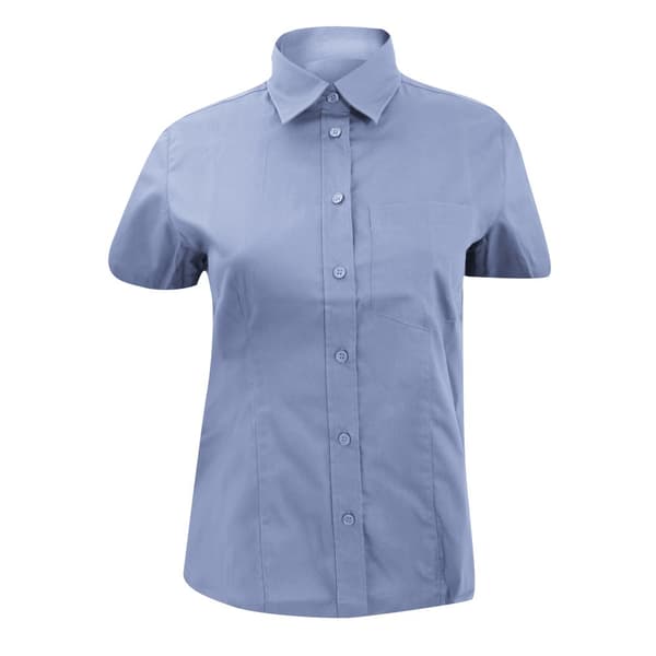 Kustom Kit Ladies Short Sleeve Corporate Pocket Oxford Shirt Light Blue 16