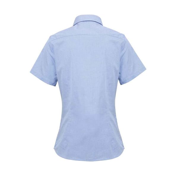 Premier Womens/Ladies Microcheck Short Sleeve Cotton Shirt