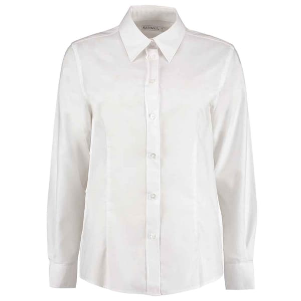 Kustom Kit Kvinder/damer arbejdsplads langærmet Oxford-bluse med lange ærmer White 26 UK