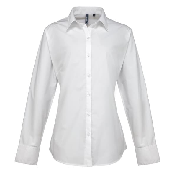 Premier Dame/Dame Supreme Heavy Poplin langærmet arbejdsskjorte med lange ærmer
